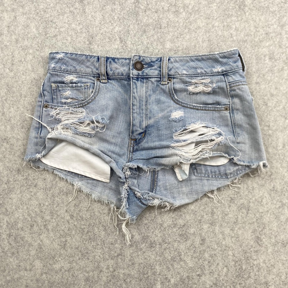 American Eagle Outfitters Shorts Womens 6 (30x2) Blue Distressed Denim Cutoff